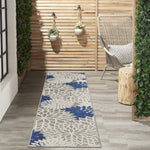 Nourison Aloha Indoor/Outdoor Floral Ivory/Navy 2'3" x 10' Area Rug, (10' Runner)