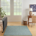 Nourison Positano Indoor/Outdoor Aqua Ivory 4' x 6' Area -Rug, Easy -Cleaning, Non Shedding, Bed Room, Living Room, Dining Room, Deck, Backyard, Patio (4x6)