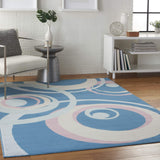 Nourison Grafix Geometric Blue Multi Colored 3'9" x 5'9" Area Rug, Easy Cleaning, Non Shedding, Bed Room, Living Room, Dining Room, Kitchen (4x6)