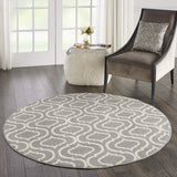 Nourison Jubilant Trellis Grey 5'3" x Round Area -Rug, Easy -Cleaning, Non Shedding, Bed Room, Living Room, Dining Room, Kitchen (5 Round)