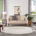 Nourison Astra Machine Washable Bohemian Ivory 5'3" x Round Area -Rug, Easy -Cleaning, Non Shedding, Bed Room, Living Room, Dining Room, Kitchen (5 Round)