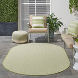 Nourison Courtyard Indoor/Outdoor Ivory Green 5' x 8' Oval Area Rug, Easy Cleaning, Non Shedding, Bed Room, Living Room, Dining Room, Backyard, Deck, Patio (5x8 Oval)