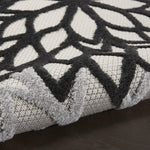 Nourison Aloha 48" Round Fabric Indoor/Outdoor Rug in Black/White Finish