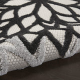 Nourison Aloha 48" Round Fabric Indoor/Outdoor Rug in Black/White Finish