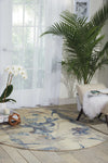 Nourison Somerset Floral Ivory/Blue 5'6" x ROUND Area-Rug, Easy-Cleaning, Non Shedding, Bed Room, Living Room, Dining Room, Kitchen (6 Round)