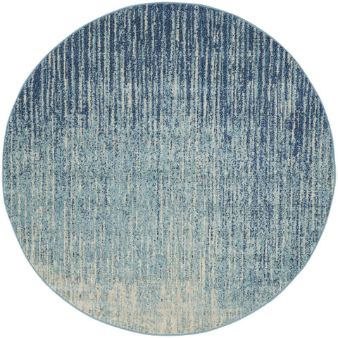 Nourison Passion Abstract Navy/Light Blue 5'3" x Round Area Rug, Easy Clean, Non Shedding, Bed Room, Living Room, Dining Room, Kitchen (5 Round)