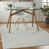 Nourison Jubilant Trellis Ivory/Blue 5'3" x 7'3" Area -Rug, Easy -Cleaning, Non Shedding, Bed Room, Living Room, Dining Room, Kitchen (5x7)