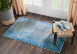 Nourison Karma Vintage Damask Blue 2'2" x 3'9" Area Rug, Easy Cleaning, Non Shedding, Bed Room, Living Room, Dining Room, Kitchen (2x4)