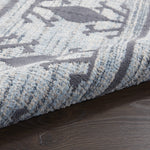 Nourison Asilah Light/Blue/Charcoal 2'2" x 8'2" Area Rug, Modern, Moroccan, Easy Cleaning, Non Shedding, Bed Room, Living Room, Dining Room, Kitchen, (8' x Runner)
