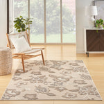 Nourison Aloha Indoor/Outdoor Beige 3'6" x 5'6" Area Rug, Easy Cleaning, Non Shedding, Bed Room, Living Room, Dining Room, Kitchen (4x6)