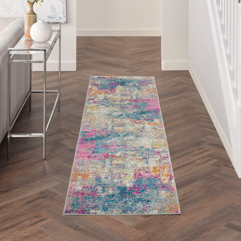 Nourison Passion Abstract Ivory/Multi 2'2" x 10' Area -Rug, Easy -Cleaning, Non Shedding, Bed Room, Living Room, Dining Room, Kitchen (2x10)
