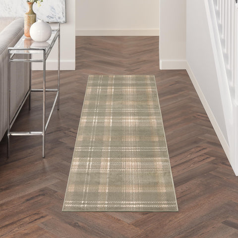 Nourison Grafix Olive 2'3" x 10' Area Rug Easy Clean, Non Shedding, Bed Room, Living Room, Dining Room, Kitchen (10' Runner)