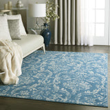 Nourison Jubilant Victorian Blue 4' x 6' Area--Rug, Easy--Cleaning, Non Shedding, Bed Room, Living Room, Dining Room, Kitchen (4x6)