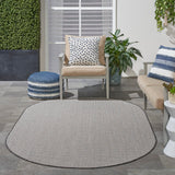 Nourison Courtyard Indoor/Outdoor Ivory/Charcoal 5' x 8' Oval Area Rug, Easy Cleaning, Non Shedding, Bed Room, Living Room, Dining Room, Backyard, Deck, Patio (5x8 Oval)