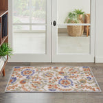 Nourison Aloha Indoor/Outdoor Ivory Blue 2'8" x 4' Area Rug, Easy Cleaning, Non Shedding, Bed Room, Living Room, Dining Room, Backyard, Deck, Patio (3x4)