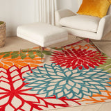 Nourison Aloha 5' x Square Green Fabric Tropical Area Rug (5' Square)