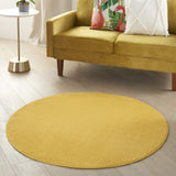 Nourison Essentials Indoor/Outdoor Yellow 4' x Round Area Rug, Easy Cleaning, Non Shedding, Bed Room, Living Room, Dining Room, Backyard, Deck, Patio (4 Round)