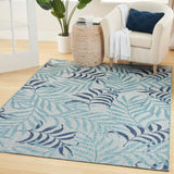 Nourison Garden Oasis Indoor/Outdoor Blue 4' x 6' Area Rug, Easy Cleaning, Non Shedding, Bed Room, Living Room, Dining Room, Backyard, Deck, Patio (4x6)