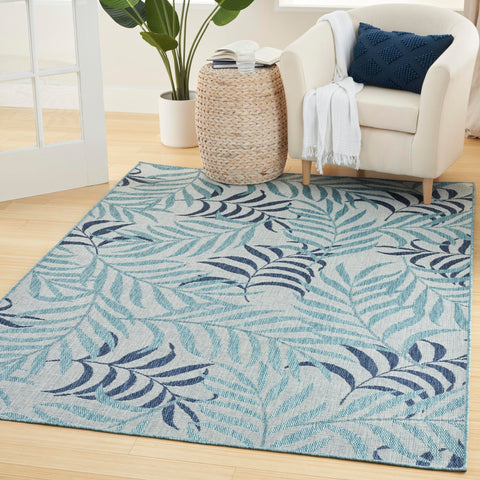 Nourison Garden Oasis Indoor/Outdoor Blue 4' x 6' Area Rug, Easy Cleaning, Non Shedding, Bed Room, Living Room, Dining Room, Backyard, Deck, Patio (4x6)