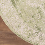 Nourison Astra Machine Washable Ivory Green 5'3" x Round Area Rug, Easy Clean, Non Shedding, Bed Room, Living Room, Dining Room, Kitchen (5' Round)