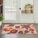 Nourison Aloha Indoor-Outdoor Multicolor 2'8" x 4' Area Rug, Easy Cleaning, Non Shedding, Bed Room, Living Room, Dining Room, Backyard, Deck, Patio (3x4)