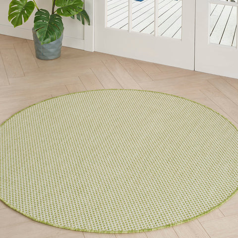 Nourison Courtyard Indoor/Outdoor Ivory Green 5 x Round Area Rug, Easy Cleaning, Non Shedding, Bed Room, Living Room, Dining Room, Backyard, Deck, Patio (5 Round)