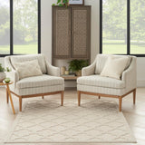 Nourison Easy Care Indoor/Outdoor Cream 5' x 7' Area Rug, Easy Cleaning, Non Shedding, Bed Room, Living Room, Dining Room, Backyard, Deck, Patio (5x7)