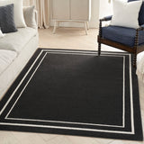 Nourison Essentials 5' x 7' Black Ivory Fabric Contemporary Area Rug (5' x 7')