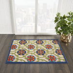 Nourison Aloha Indoor/Outdoor Blue/Multicolor 2'8" x 4' Area -Rug, Easy -Cleaning, Non Shedding, Bed Room, Living Room, Dining Room, Deck, Backyard, Patio (3x4)