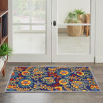 Nourison Aloha Indoor/Outdoor Navy Multicolor 2'8" x 4' Area Rug, Easy Cleaning, Non Shedding, Bed Room, Living Room, Dining Room, Backyard, Deck, Patio (3x4)