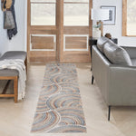 Nourison Astra Machine Washable Abstract Ivory/Multi 2'2' x 10' Area -Rug, Easy -Cleaning, Non Shedding, Bed Room, Living Room, Dining Room, Kitchen (2x10)