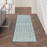 Nourison Positano Aqua 2' x 6' Area Rug Easy Clean, Non Shedding, Bed Room, Living Room, Dining Room, Kitchen (6' Runner)