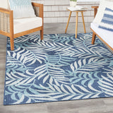 Nourison Garden Oasis Indoor/Outdoor Navy 5' x 7' Area Rug, Easy Cleaning, Non Shedding, Bed Room, Living Room, Dining Room, Backyard, Deck, Patio (5x7)