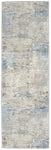 Nourison Solace Modern Abstract Ivory/Grey/Blue 2'3" x 7'3" Area Rug, Easy Cleaning, Non Shedding, Bed Room, Living Room, Dining Room, Kitchen, (7' Runner)