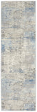 Nourison Solace Modern Abstract Ivory/Grey/Blue 2'3" x 7'3" Area Rug, Easy Cleaning, Non Shedding, Bed Room, Living Room, Dining Room, Kitchen, (7' Runner)