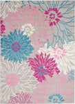 Nourison Passion Grey 5'3" x 7'3" Area Rug, Floral, Farmhouse, Easy Cleaning, Non Shedding, Bed Room, Living Room, Dining Room, Kitchen, (5' x 7')