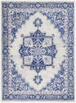 Nourison Whimsicle Traditional Ivory Blue 5' x 7' Area Rug, Easy Cleaning, Non Shedding, Bed Room, Living Room, Dining Room, Kitchen (5x7)