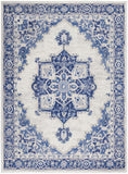 Nourison Whimsicle Traditional Ivory Blue 5' x 7' Area Rug, Easy Cleaning, Non Shedding, Bed Room, Living Room, Dining Room, Kitchen (5x7)