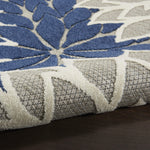 Nourison Aloha Indoor/Outdoor Floral Ivory/Navy 2'3" x 10' Area Rug, (10' Runner)