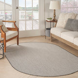 Nourison Courtyard Indoor/Outdoor Ivory/Charcoal 5' x 8' Oval Area Rug, Easy Cleaning, Non Shedding, Bed Room, Living Room, Dining Room, Backyard, Deck, Patio (5x8 Oval)