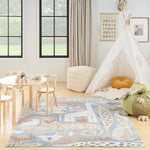 Nourison Astra Machine Washable Contemporary Multicolor 5'3" x 7' Kids Area Rug, Easy Clean, Non Shedding, Bed Room, Living Room, Dining Room, Kids Rug, Playroom, Nursery (5x7)