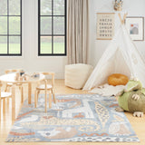 Nourison Astra Machine Washable Contemporary Multicolor 5'3" x 7' Kids Area Rug, Easy Clean, Non Shedding, Bed Room, Living Room, Dining Room, Kids Rug, Playroom, Nursery (5x7)
