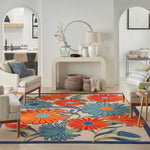 Nourison Aloha Indoor/Outdoor Multicolor 3'6" x 5'6" Area Rug, Easy Cleaning, Non Shedding, Bed Room, Living Room, Dining Room, Kitchen (4x6)