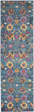 Nourison Passion Floral Denim 2'2" x 10' Area Rug, Easy Cleaning, Non Shedding, Bed Room, Living Room, Dining Room, Kitchen (2x10)