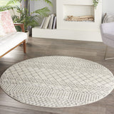 Nourison Passion Bohemian Ivory/Grey 4' x Round Area -Rug, Easy -Cleaning, Non Shedding, Bed Room, Living Room, Dining Room, Kitchen (4 Round)