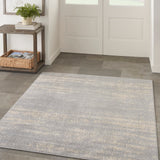 Nourison Essentials 60" Square Contemporary Indoor/Outdoor Rug in Gray/Ivory