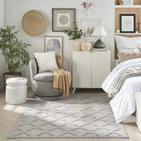 Nourison Easy Care Moroccan Silver Grey 4' x 6' Area Rug, Trellis, Easy Cleaning, Non Shedding, Bed Room, Living Room, Dining Room, Backyard, Deck, Patio (4x6)