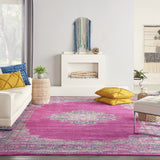 Nourison Passion Fuchsia 12' x 18' Area Rug, Boho, Traditional, Easy Clean, Non Shedding, Bed Room, Living Room, Hallway (12x18)