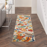 Nourison Allur Modern Ivory Multicolor 2'3" x 7'6" Area Rug, Easy Clean, Non Shedding, Bed Room, Living Room, Dining Room, Kitchen (2x8)