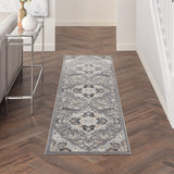Nourison Elation Traditional Grey 2'2" x 12' Area -Rug, Easy -Cleaning, Non Shedding, Bed Room, Living Room, Dining Room, Kitchen (2x12)